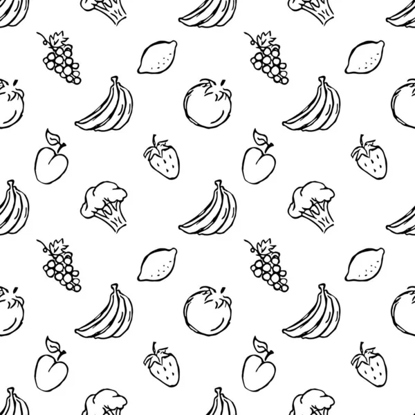 Naadloos Voedselpatroon Doodle Voedsel Illustratie Handgetekende Voedselachtergrond — Stockfoto
