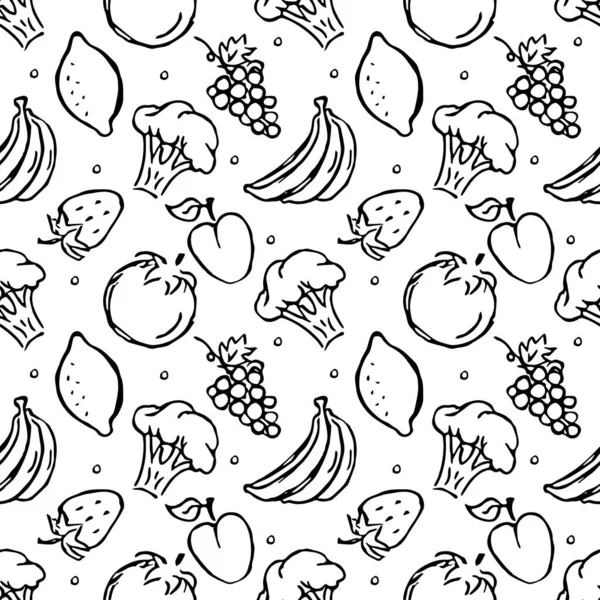 Бесшовный Узор Еды Иллюстрация Еды Каракулями Ручное Рисование Пищевого Фона — стоковое фото