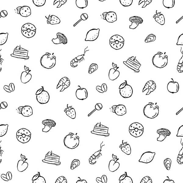 Patrón Alimentos Sin Fisuras Ilustración Alimentos Doodle Fondo Alimentario Extraído —  Fotos de Stock