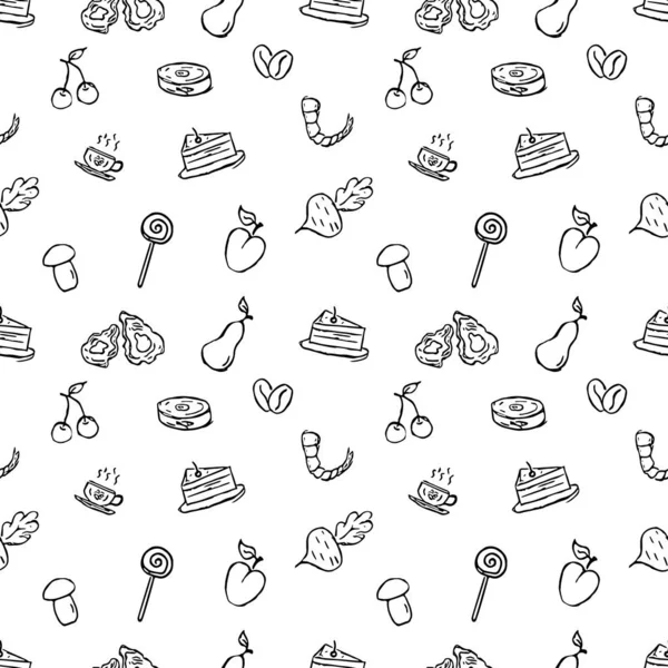Padrão Comida Sem Costura Ilustração Comida Doodle Fundo Alimentar Desenhado — Fotografia de Stock