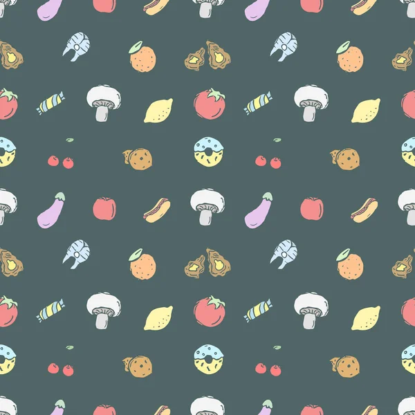 Безшовний Візерунок Їжі Ілюстрація Їжі Doodle Мальований Харчовий Фон — стокове фото