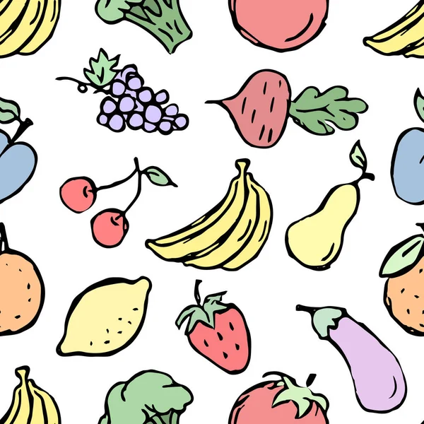 stock image Seamless food pattern. Doodle food illustration.  Hand-drawn food background