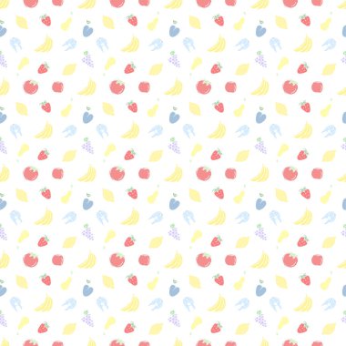 Yemek simgeleriyle kusursuz desen. Yemek kalıplarını karala. Gıda arkaplanı