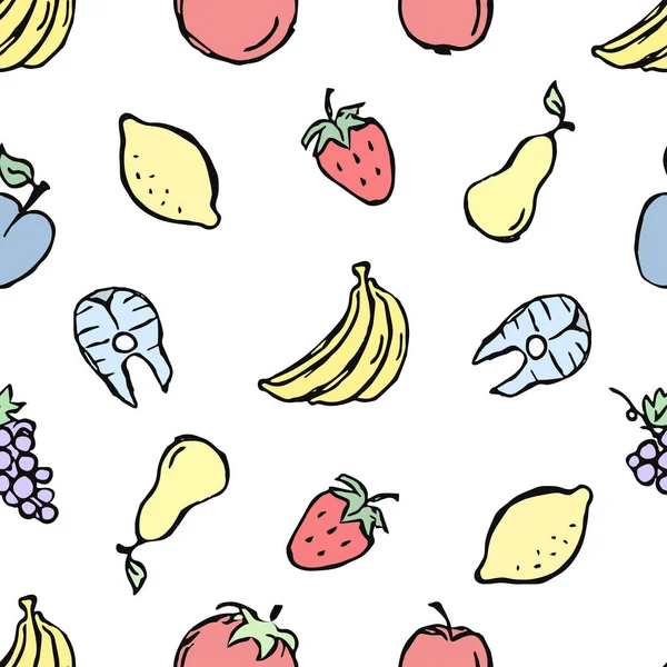 Seamless pattern with food icons. doodle food pattern. Food background