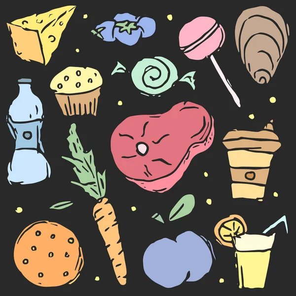 Ikony Jedzenia Bazgrołów Kontekst Rysowania Żywności — Zdjęcie stockowe