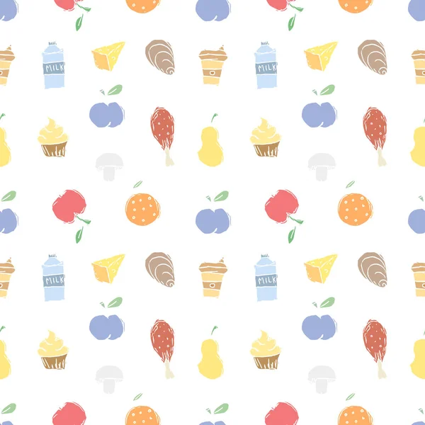 Seamless Food Background Drawing Food Pattern — Stock Photo, Image