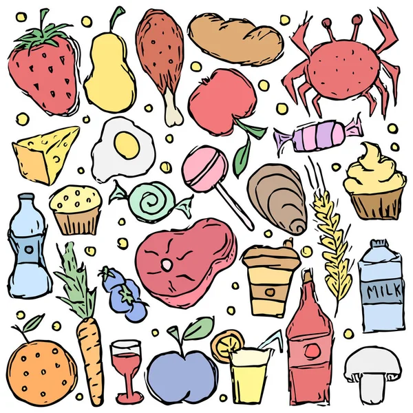 Doodle Food Ikonen Hintergrund Beim Zeichnen Von Lebensmitteln — Stockfoto