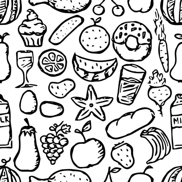 Бесшовный Пищевой Фон Рисунок Шаблона Еды — стоковый вектор