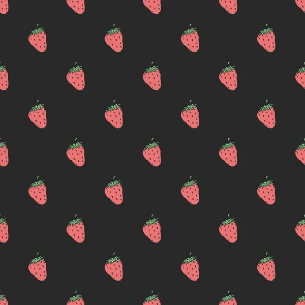 Nahtloses Erdbeermuster Doodle Vektor Mit Erdbeer Symbolen Erdbeermuster — Stockvektor