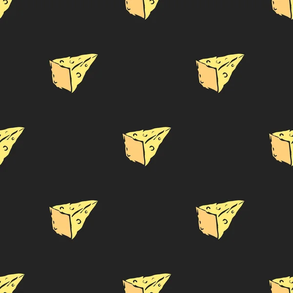 シームレスなチーズパターン チーズでドードルの背景を描く — ストックベクタ