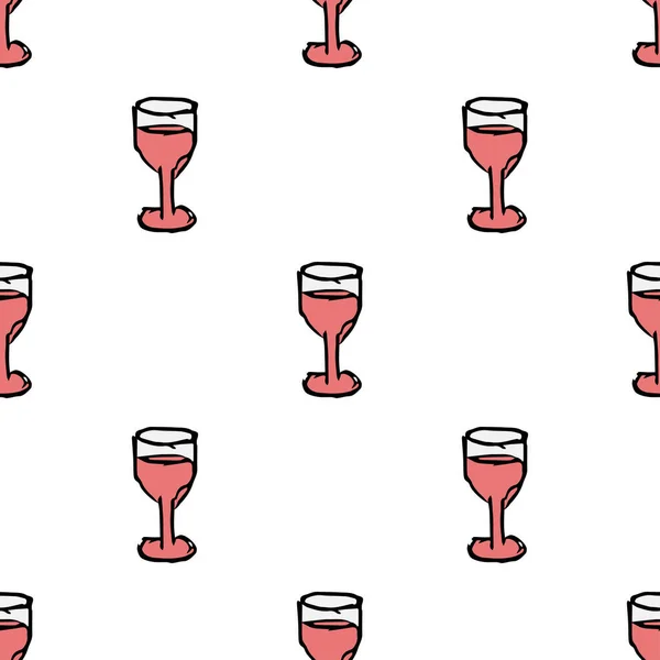 Seamless Wine Pattern Vector Doodle Illustration Alcohol Wine Background — Stock Vector