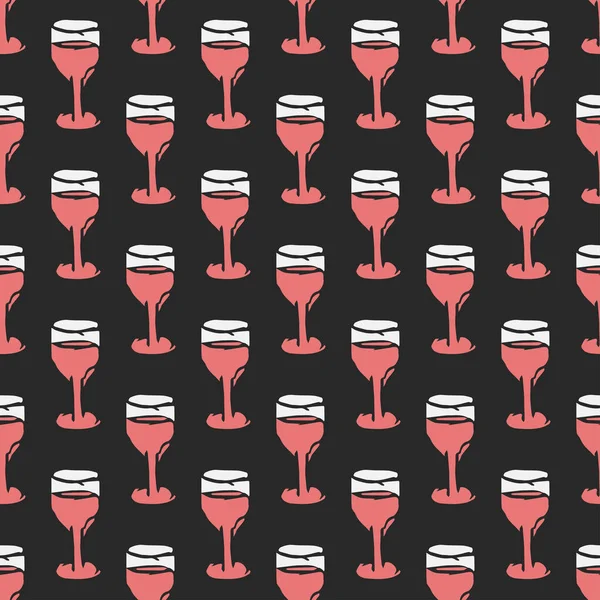 Seamless Wine Pattern Vector Doodle Illustration Alcohol Wine Background — Stock Vector