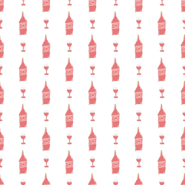 Nahtloses Weinmuster Vektor Doodle Illustration Mit Alkohol Hintergrund Wein — Stockvektor