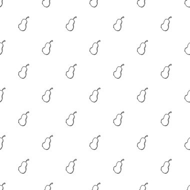 Armut ikonlarıyla kusursuz desen. Armut arka planı çizilmiş. Meyveli Doodle vektör illüstrasyonu