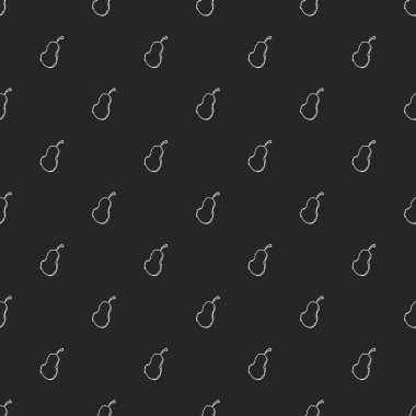 Armut ikonlarıyla kusursuz desen. Armut arka planı çizilmiş. Meyveli Doodle vektör illüstrasyonu
