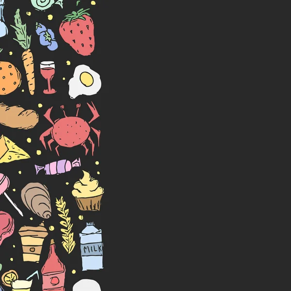 Rysunek Tła Żywności Ilustracja Żywności Doodle Miejscem Tekst — Wektor stockowy
