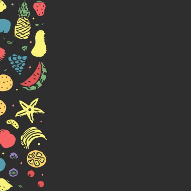 Yemek arkaplanı çizilmiş. Metin için yeri olan karalama yiyecek resimlemesi