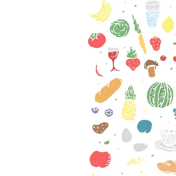 画的食物背景 附有文字的涂鸦食物图解 — 图库矢量图片