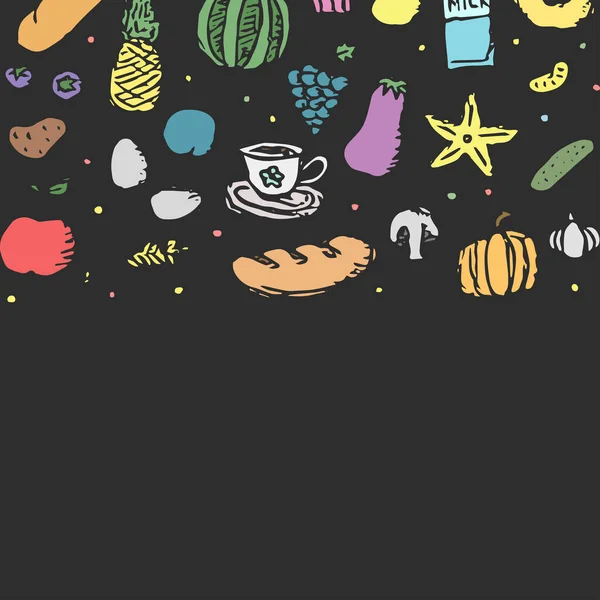 Rysunek Tła Żywności Ilustracja Żywności Doodle Miejscem Tekst — Wektor stockowy