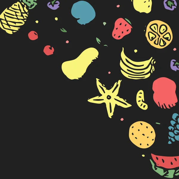 Fondo Comida Dibujada Doodle Ilustración Alimentos Con Lugar Para Texto — Archivo Imágenes Vectoriales