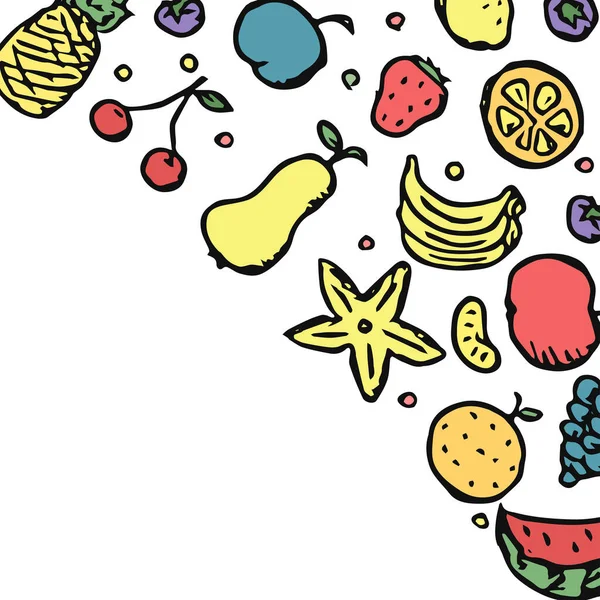 Fundo Comida Desenhado Doodle Food Ilustração Com Lugar Para Texto — Vetor de Stock
