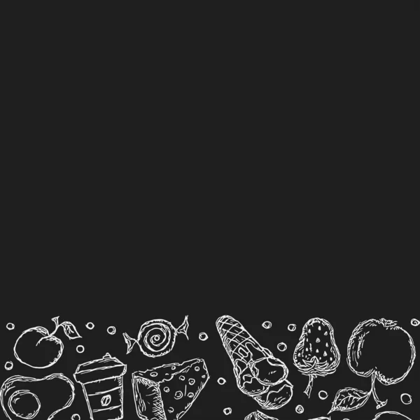 Rysunek Tła Żywności Ilustracja Żywności Doodle Miejscem Tekst — Zdjęcie stockowe