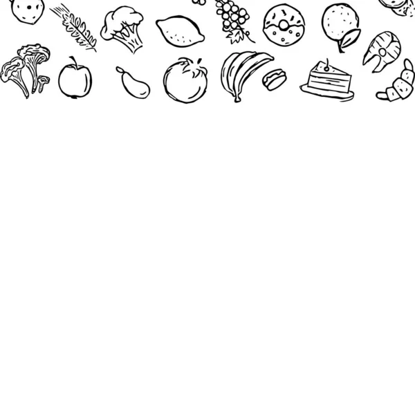 Fundo Comida Desenhado Doodle Food Ilustração Com Lugar Para Texto — Fotografia de Stock