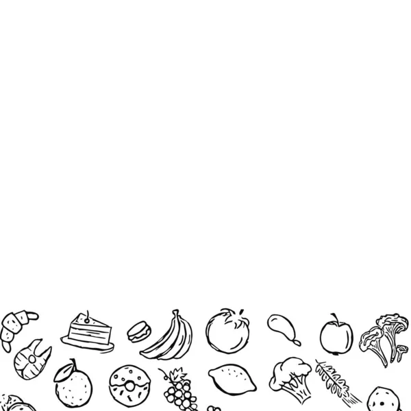 Getrokken Voedsel Achtergrond Doodle Food Illustratie Met Plaats Voor Tekst — Stockfoto