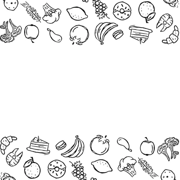 Tecknad Mat Bakgrund Doodle Mat Illustration Med Plats För Text — Stockfoto
