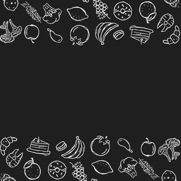 Fond Nourriture Dessiné Illustration Alimentaire Doodle Avec Place Pour Texte — Photo