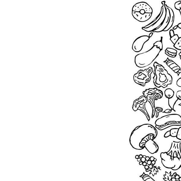 Ζωγραφισμένο Φόντο Τροφίμων Εικονογράφηση Doodle Τροφίμων Θέση Για Κείμενο — Φωτογραφία Αρχείου