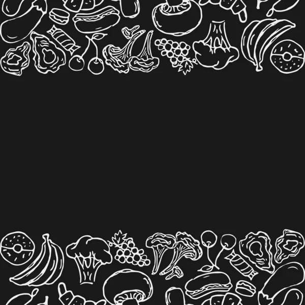 Намальований Харчовий Фон Ілюстрація Їжі Doodle Місцем Тексту — стокове фото
