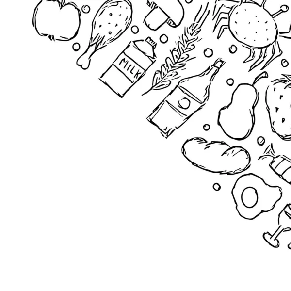 Tecknad Mat Bakgrund Doodle Mat Illustration Med Plats För Text — Stockfoto