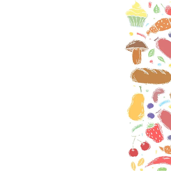 Fondo Comida Dibujada Doodle Ilustración Alimentos Con Lugar Para Texto —  Fotos de Stock