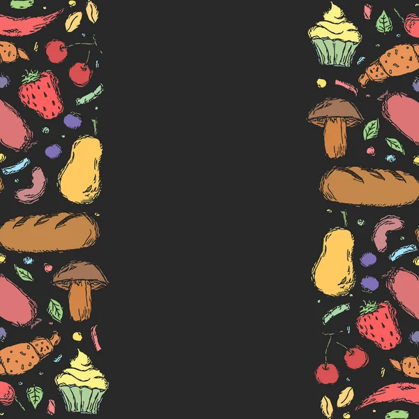 Намальований Харчовий Фон Ілюстрація Їжі Doodle Місцем Тексту — стокове фото