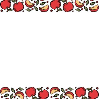 Mesaj için yeri olan elma arkaplanı. Çizilmiş elma çizimi