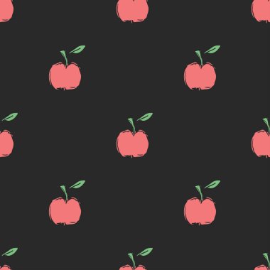 Kusursuz elma deseni. Kırmızı elmalarla renksiz karalama deseni