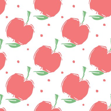 Kusursuz elma deseni. Kırmızı elmalarla renksiz karalama deseni