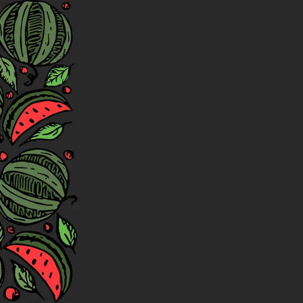 Wassermelone Hintergrund Mit Platz Für Text Gezeichnete Wassermelonen Illustration — Stockfoto