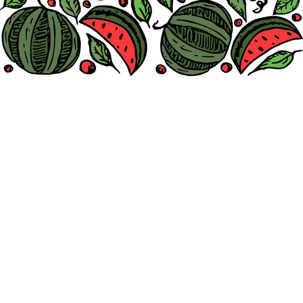 Watermelon Background Place Text Drawn Watermelon Illustration — Stock Photo, Image