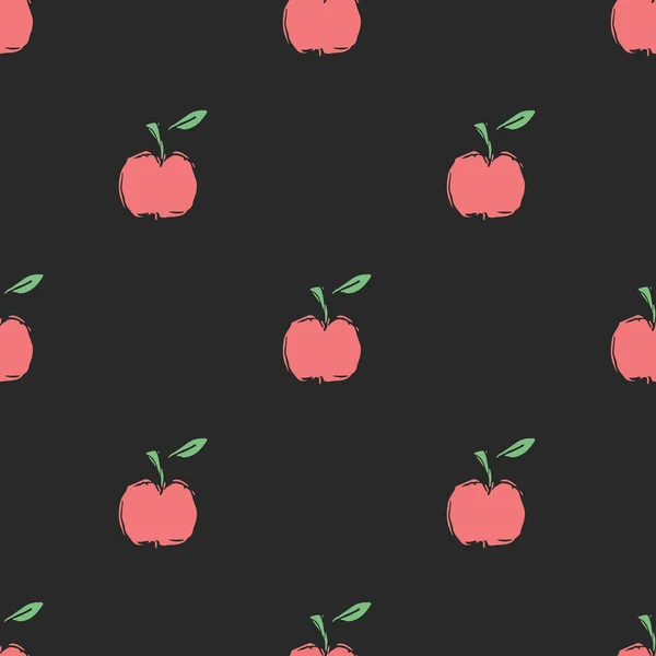 Nahtloses Apfelmuster Farbiges Nahtloses Kritzelmuster Mit Roten Äpfeln — Stockfoto