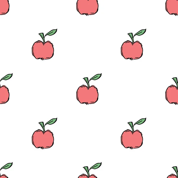 Χωρίς Ραφές Μοτίβο Μήλου Χρωματιστά Χωρίς Ραφή Μοτίβο Doodle Κόκκινα — Φωτογραφία Αρχείου