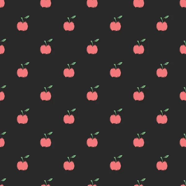 Seamless Apple Pattern Colored Seamless Doodle Pattern Red Apples — Stock Photo, Image