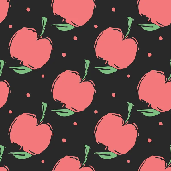 Nahtloses Apfelmuster Farbiges Nahtloses Kritzelmuster Mit Roten Äpfeln — Stockfoto