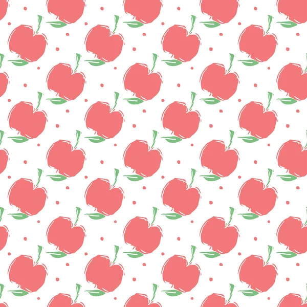 Sømløse Æblemønster Farvet Sømløse Doodle Mønster Med Røde Æbler - Stock-foto