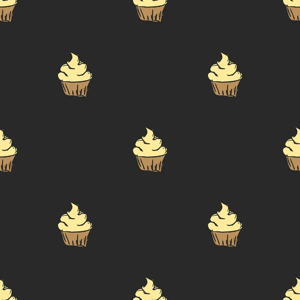 Płynny Wzór Tortu Słodycze Tło Cukierków Ilustracja Bazgrołów Słodyczami Ikonami — Zdjęcie stockowe