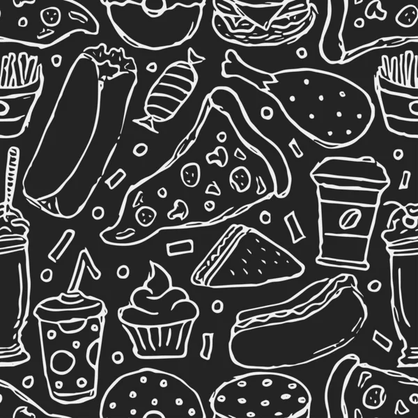 Απρόσκοπτη Γρήγορη Μοτίβο Τροφίμων Φάστφουντ Φόντο Εικονίδια Γρήγορου Φαγητού Σχεδιάστηκε — Φωτογραφία Αρχείου