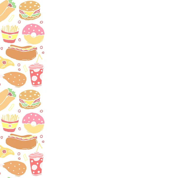 Fast Food Background Place Text Doodle Fastfood Icons Drawn Food — Stock Photo, Image