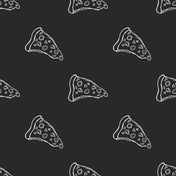 Patrón Pizza Sin Costuras Fondo Pizza Dibujado Doodle Vector Pizza — Vector de stock