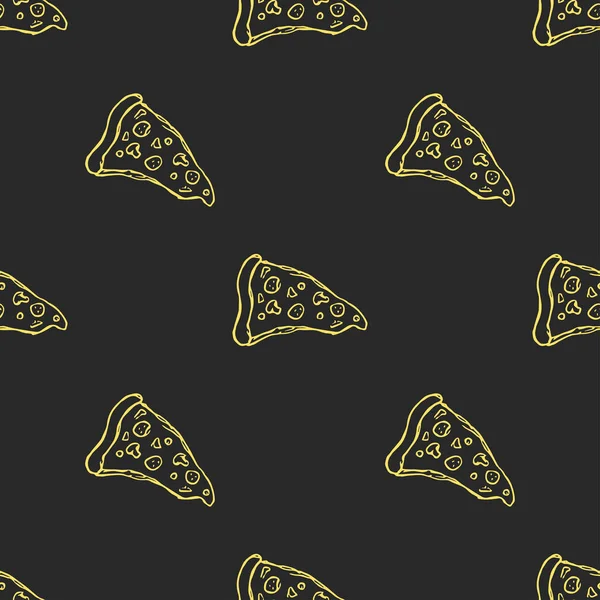 Padrão Pizza Sem Costura Fundo Pizza Desenhado Doodle Vetor Pizza — Vetor de Stock